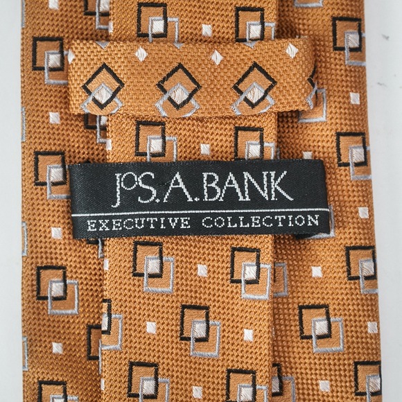 JOS.A. BANK Executive Collection Silk Designer Necktie  Brown Geometric Handmade - Picture 3 of 7